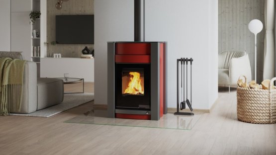 HS FLAMINGO Krbová kamna AQUAFLAM VARIO ® KALMAR 11/7kW červená, elektronická regulace