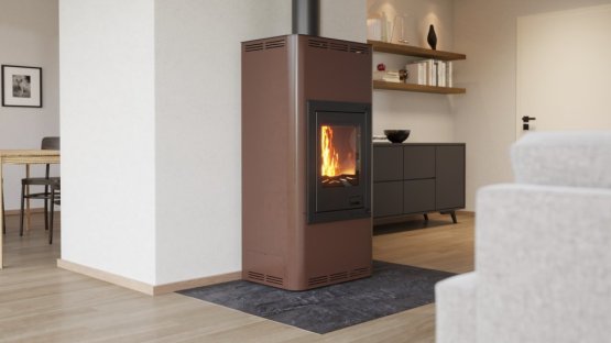 HS FLAMINGO Krbová kamna AQUAFLAM ® 7 s výměníkem - hnědá - sametová, základní regulace