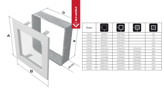 Krbová mřížka 17x37 BASIC broušený chrom s žaluzií