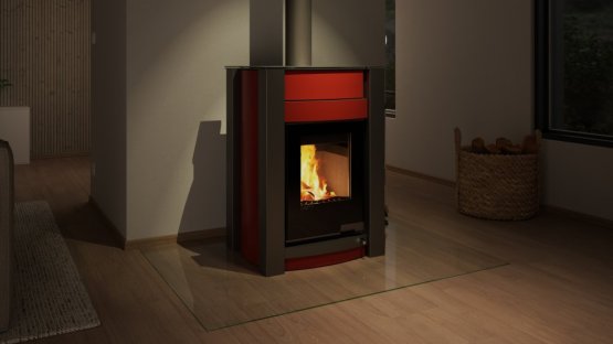 HS FLAMINGO Krbová kamna AQUAFLAM VARIO ® KALMAR 11/7kW červená, elektronická regulace