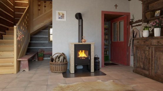 HS FLAMINGO Kachlová kamna FLAMINGO ® BALI, kachle krémová