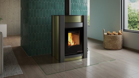 HS FLAMINGO Krbová kamna AQUAFLAM VARIO ® KALMAR 11/7kW olivová, elektronická regulace