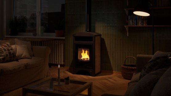 HS FLAMINGO Krbová kamna AQUAFLAM VARIO ® BARMA 11/7kW dlažba Bělený Dub, elektronická regulace