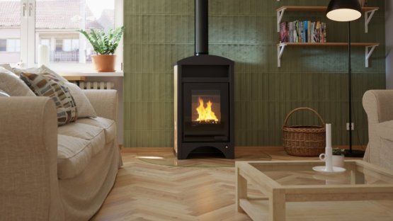 HS FLAMINGO Krbová kamna AQUAFLAM VARIO ® BARMA 11kW dlažba Javor (teplovzdušná verze)