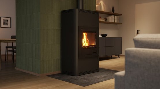 HS FLAMINGO Krbová kamna AQUAFLAM ® 17 s výměníkem - černá, manuální regulace