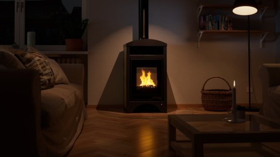 HS FLAMINGO Krbová kamna AQUAFLAM VARIO ® BARMA 11/7kW dlažba Ořech