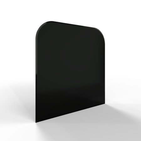 Sklo pod kamna - FLAMINGO Oblouk 1000x1000 mm, černé, fazeta / 2xR200 / 6 mm