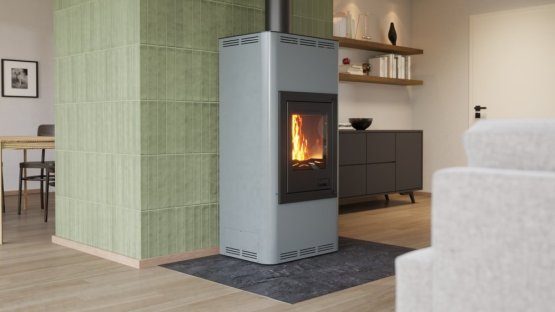 HS FLAMINGO Krbová kamna AQUAFLAM ® 7 s výměníkem - šedá, základní regulace