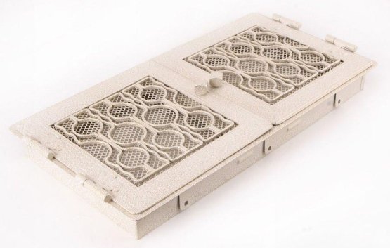 Krbová mřížka STYLOVÁ 21x43 cm, bílá - antik s žaluzií