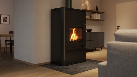 HS FLAMINGO Krbová kamna AQUAFLAM ® 25 s výměníkem - černá, manuální regulace