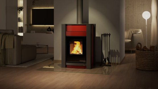 HS FLAMINGO Krbová kamna AQUAFLAM VARIO ® KALMAR 11/7kW červená, elektronická regulace