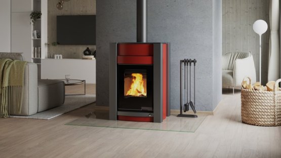 HS FLAMINGO Krbová kamna AQUAFLAM VARIO ® KALMAR 11/7kW červená, elektronická regulace