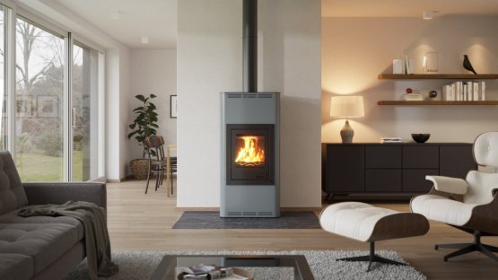 HS FLAMINGO Krbová kamna AQUAFLAM ® 12 s výměníkem - šedá, automatická regulace