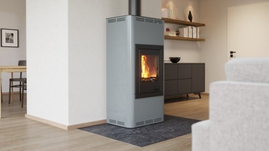 HS FLAMINGO Krbová kamna AQUAFLAM ® 12 s výměníkem - šedá, automatická regulace