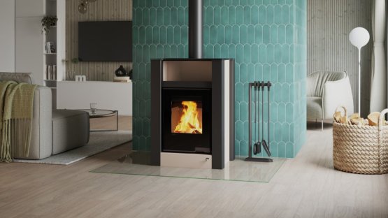 HS FLAMINGO Krbová kamna AQUAFLAM VARIO ® LEND 11/7kW krémová, elektronická regulace