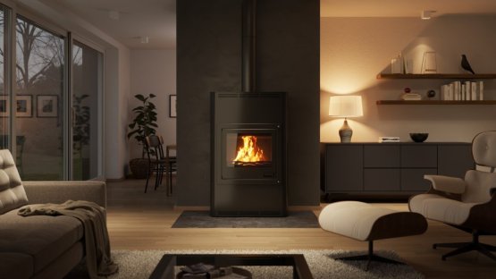 HS FLAMINGO Krbová kamna AQUAFLAM ® 25 s výměníkem - černá, manuální regulace