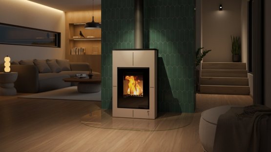 HS FLAMINGO Krbová kamna AQUAFLAM VARIO ® SAPORO 11/7kW krémová, elektronická regulace
