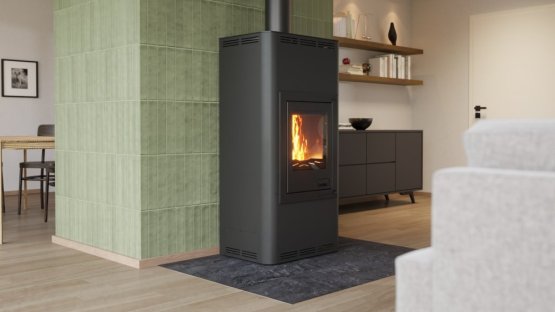 HS FLAMINGO Krbová kamna AQUAFLAM ® 7 s výměníkem - černá, automatická regulace