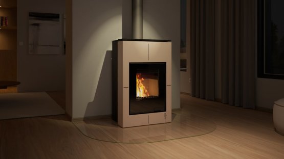 HS FLAMINGO Krbová kamna AQUAFLAM VARIO ® SAPORO 11/7kW krémová, elektronická regulace