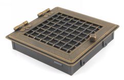 Krbová mřížka STYLOVÁ 21x21 cm, zlatá patina s žaluzií