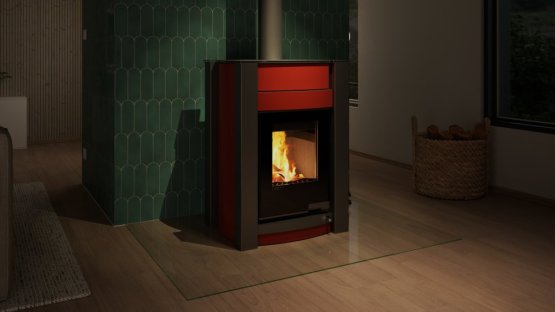 HS FLAMINGO Krbová kamna AQUAFLAM VARIO ® KALMAR 11/7kW červená, elektronická regulace