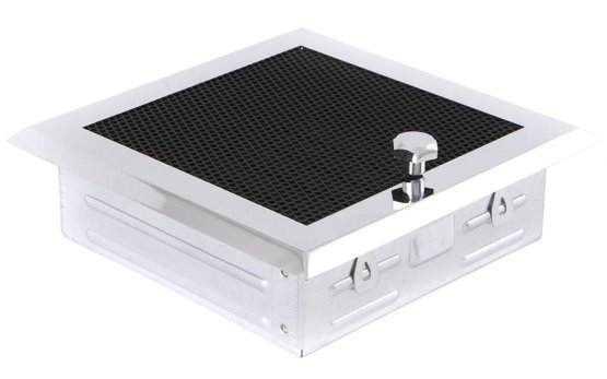 Krbová mřížka 16x16 cm, chrom s žaluzií