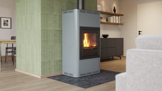 HS FLAMINGO Krbová kamna AQUAFLAM ® 17 s výměníkem - šedá, základní regulace