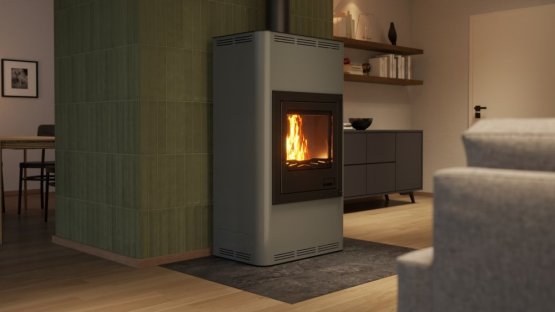 HS FLAMINGO Krbová kamna AQUAFLAM ® 17 s výměníkem - šedá, základní regulace