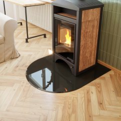 Sklo pod kamna - FLAMINGO Oblouk 1000x1200 mm, černé, fazeta / R500 / 6 mm