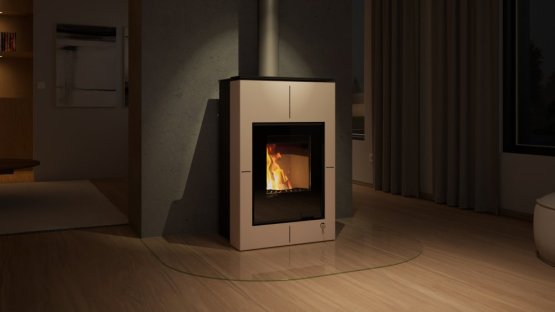 HS FLAMINGO Krbová kamna AQUAFLAM VARIO ® SAPORO 11/7kW krémová, elektronická regulace