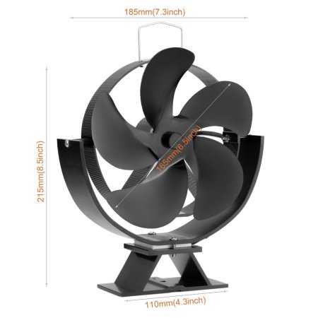 Ventilátor na kamna FLAMINGO pětilopatkový naklápěcí, černý